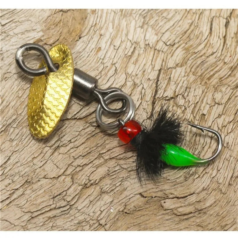 Bionic poisonous mosquito fishing hooks with spinning sequins in multicolor designs