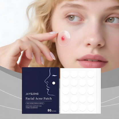 Transparent hydrocolloid acne patches in pack of 80 for facial spot treatment