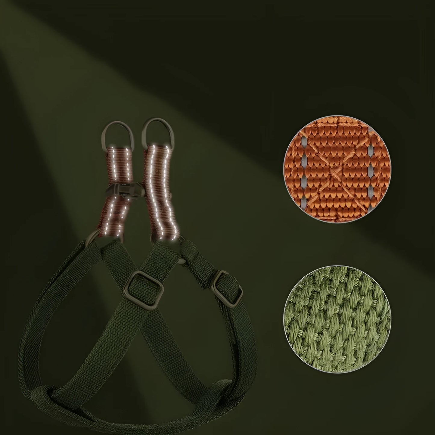 Vest-style dog leash with cotton belt and alloy fastener in brown colour