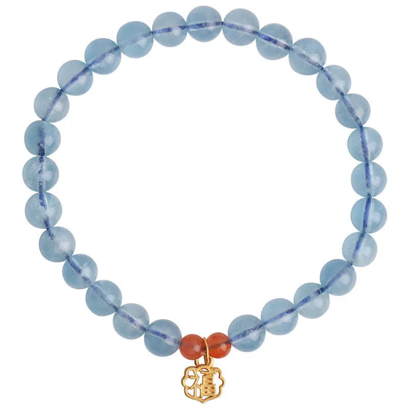 Ice translucent aquamarine crystal bracelet with 8mm round beads and sequin accents