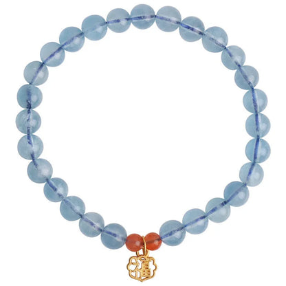 Ice translucent aquamarine crystal bracelet with 8mm round beads and sequin accents