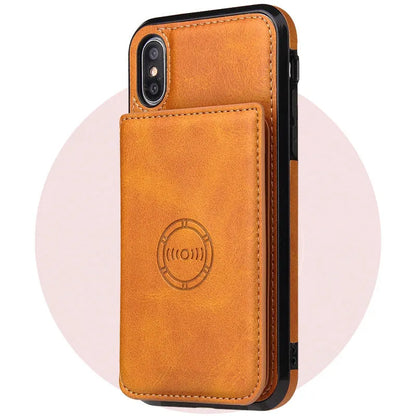 Card wallet leather case for iPhone 11 in multiple colours showing card slot and slim design
