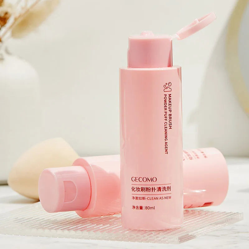 Makeup brush cleaner set with 80ml detergent and 75ml no-rinse spray for beauty blenders