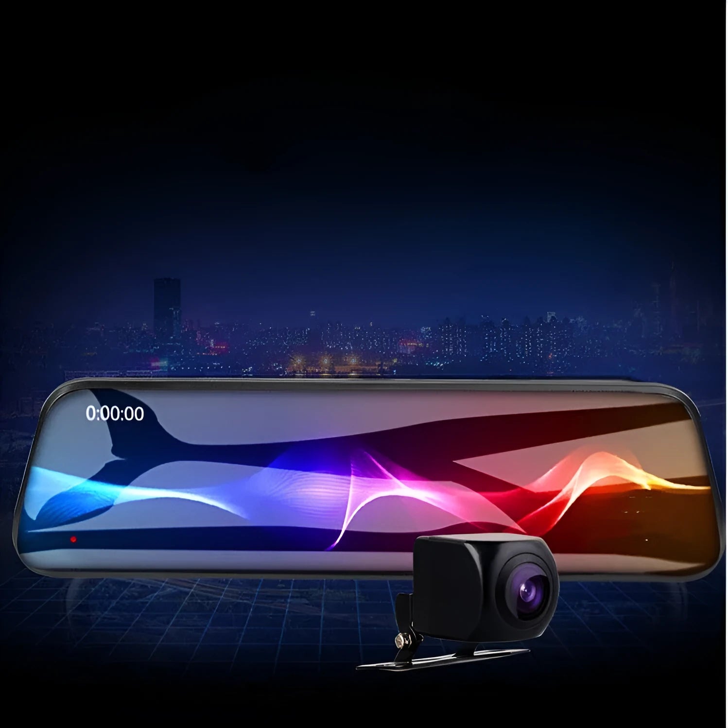 10-inch full screen car dash camera with front and rear 1080p recording on touch screen display