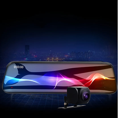 10-inch full screen car dash camera with front and rear 1080p recording on touch screen display