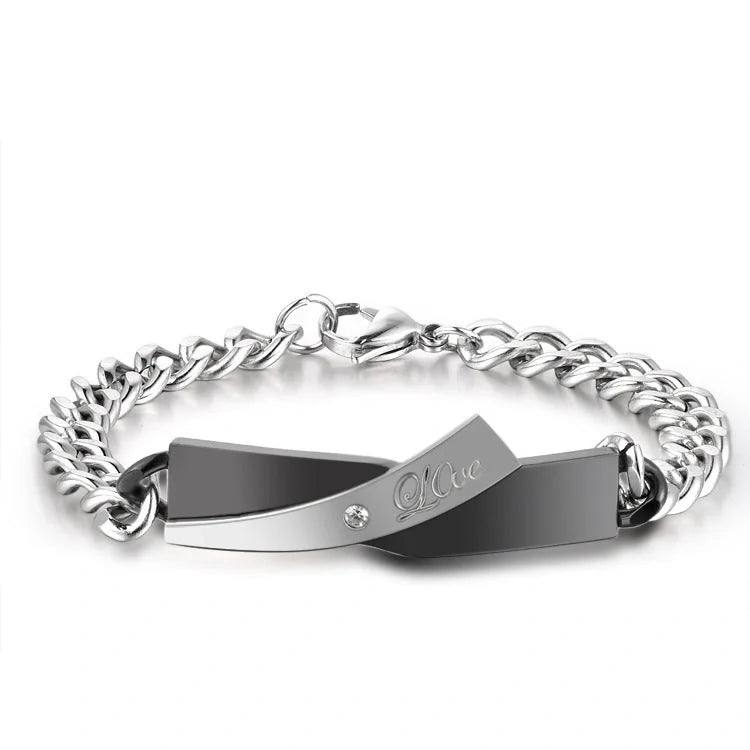 Stylish couple's cross-design stainless steel bracelets in various colours