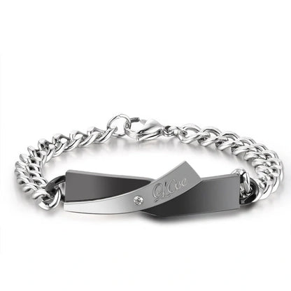 Stylish couple's cross-design stainless steel bracelets in various colours
