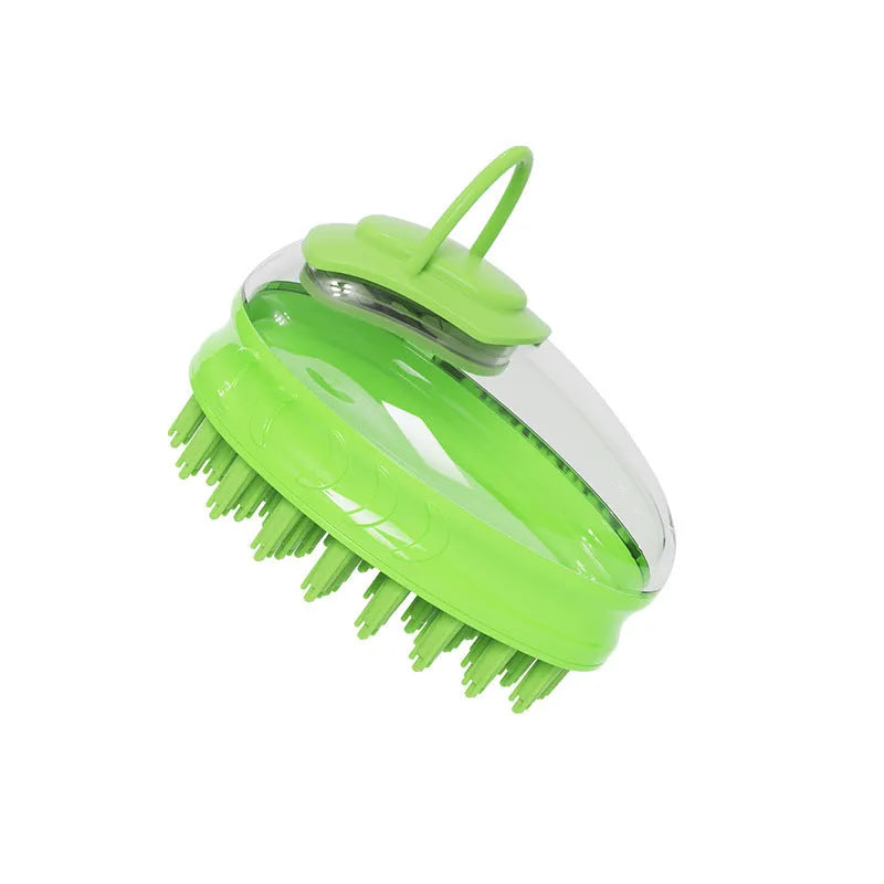 Blue and green pet bath brushes with soft TPR bristles and plastic handles for dog grooming