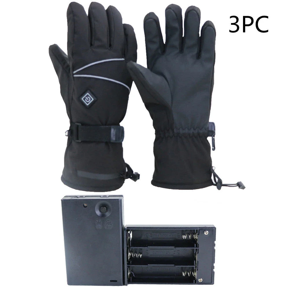 Three-Stage Temperature Regulating Electric Heating Gloves with PU leather palm, velvet lining, and discreet battery compartment