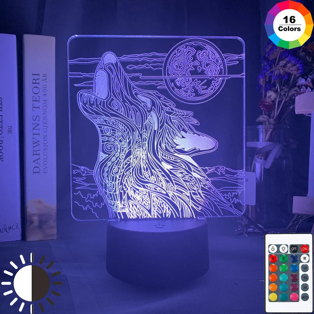 Colour-changing LED desk lamp with touch controls and remote showing multiple colour options