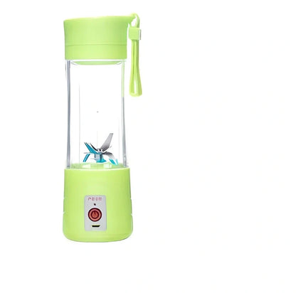 Portable USB rechargeable blender in blue with stainless steel blades, measuring 20 cm tall, for making smoothies.