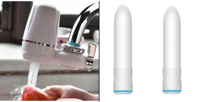 White kitchen faucet water filter with ceramic cartridge and universal tap adapter