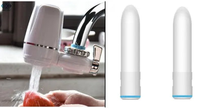 White kitchen faucet water filter with ceramic cartridge and universal tap adapter