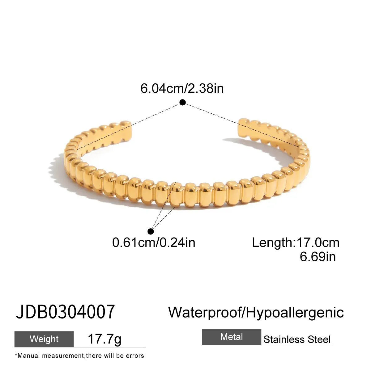 Women's stainless steel bracelet with electroplated finish in European and American style