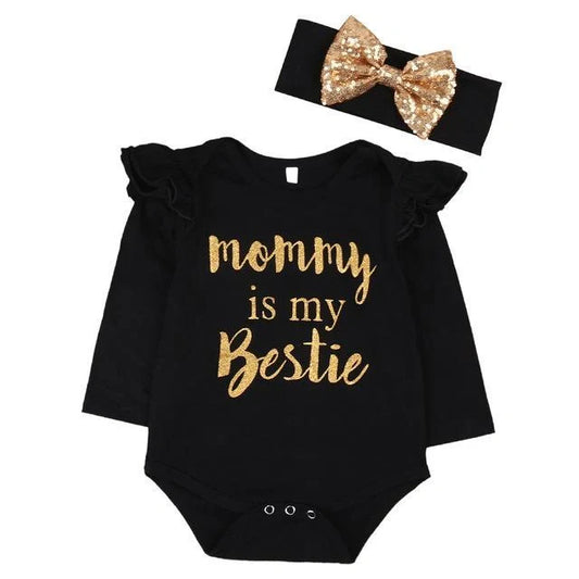 Hip-hop style baby one-piece set with head scarf in 100% cotton