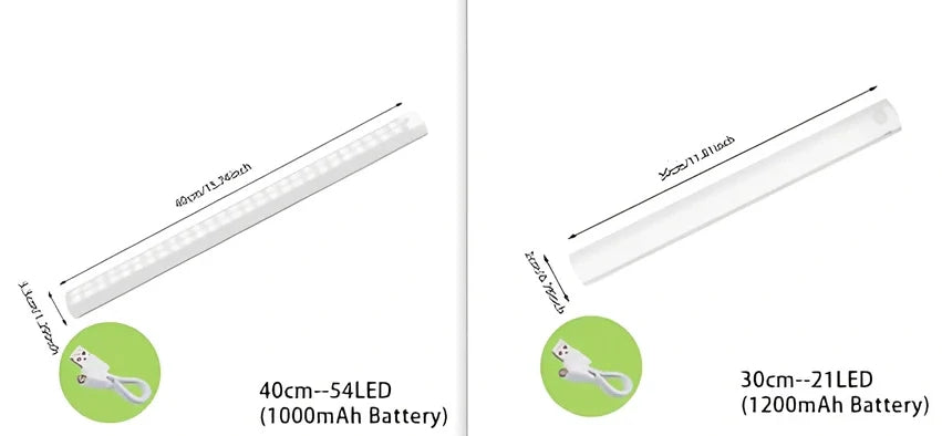 Wireless LED motion sensor night light with magnetic mounting in various sizes