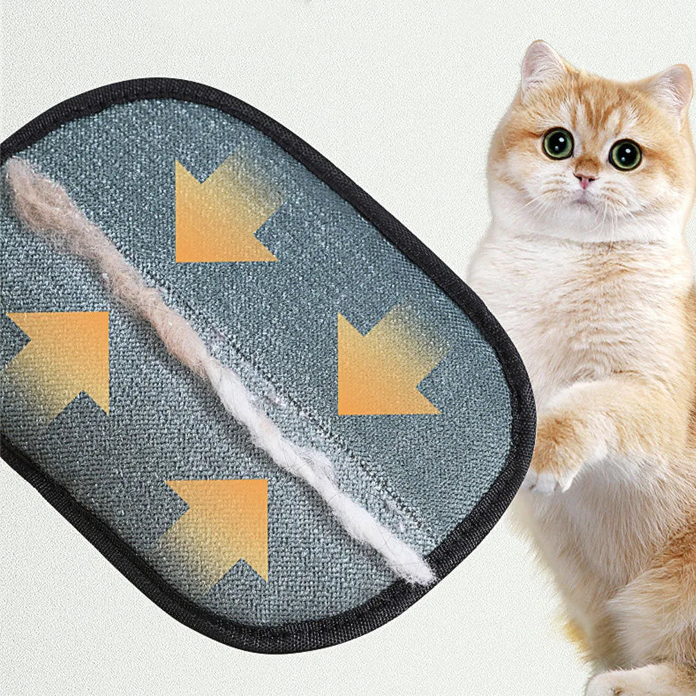 Black pet hair removal gloves with dual-sided silicone brush design for dog cat rabbit grooming