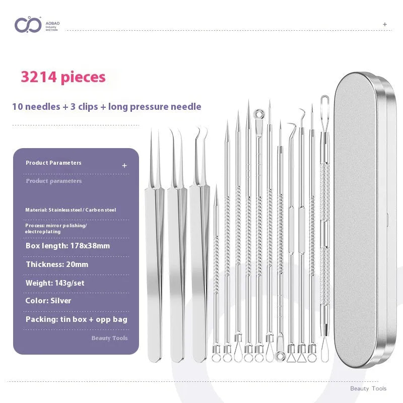 Four metal acne needles with ultra fine pointed tips for precise spot treatment skincare