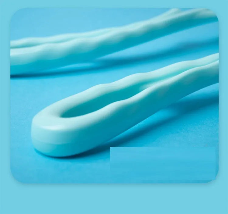 Blue handheld neck massager roller with 96 pressure nodes on a white background.