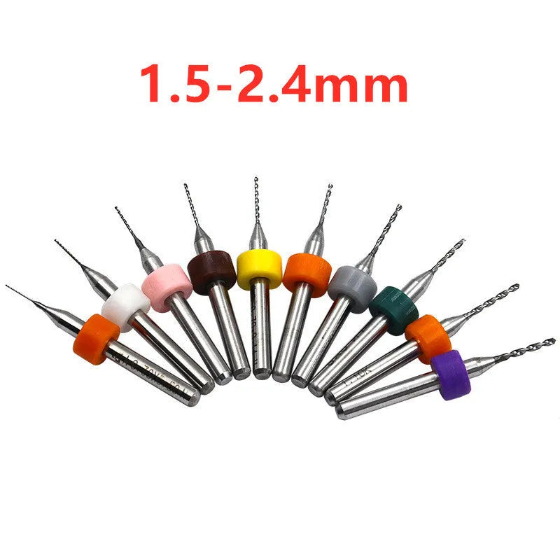 Tungsten steel PCB drill bits with fixed shank and 0.1-1.2mm blade diameter for circuit board drilling
