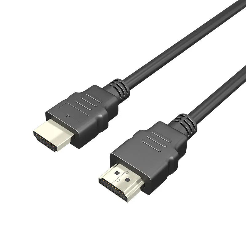 HDMI data cable in black with copper-clad steel conductors and nickel-plated connectors for reliable high-definition signal transmission between set-top boxes and displays