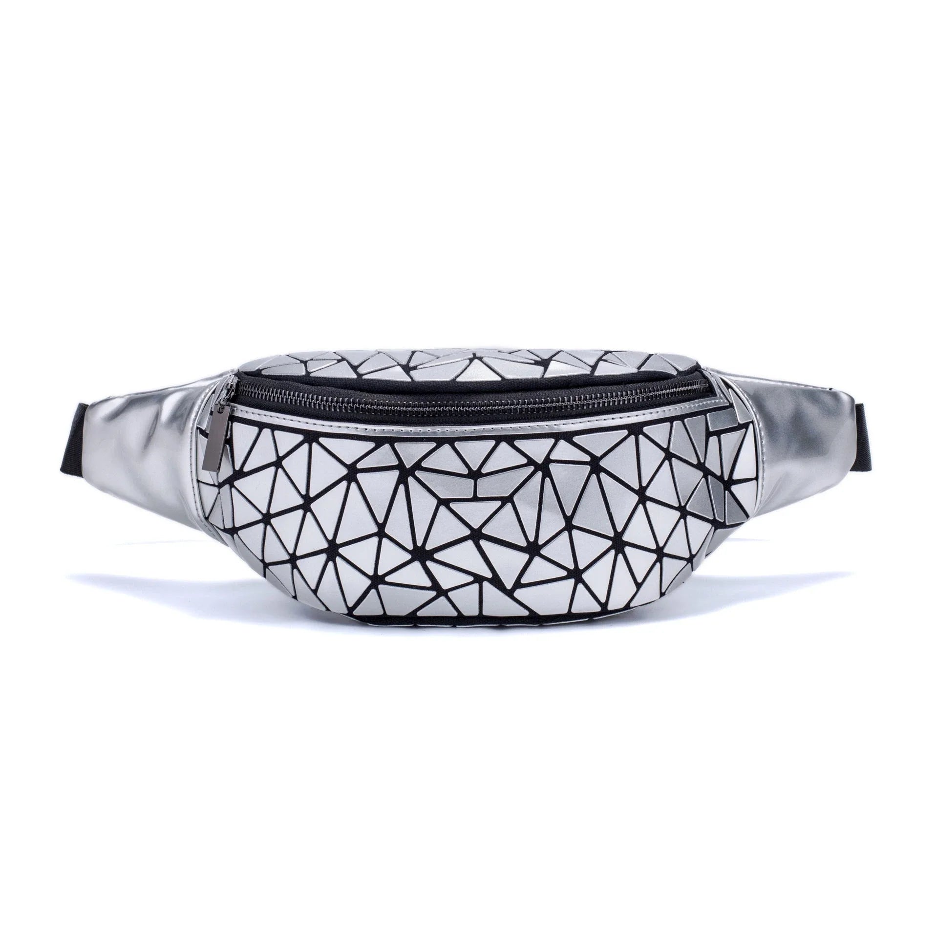 Stylish fanny pack with geometric design, available in multiple colors for hands-free, fashionable carry