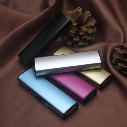 Set of 20 rechargeable metal cigarette lighters in various colours showing windproof design