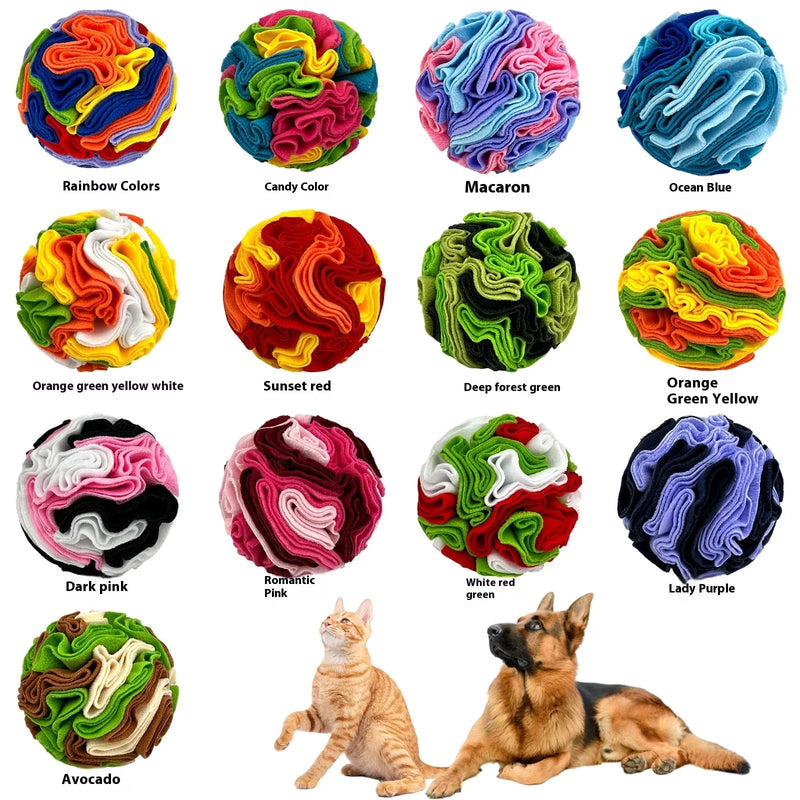 Pet Sniffing Toy Ball Molar Chew Toy in Polar Fleece with 8cm 10cm 15cm 20cm Sizes for Dog Training Puzzle Enrichment in Rainbow Candy Pink Purple Blue Green Avocado Sunset Red Colours