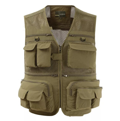 Multi-pocket men's professional photography vest in nylon, available in multiple colors and sizes