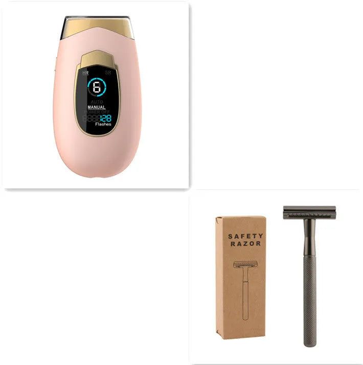 Home laser hair removal device in DH5 or DH4 colour with goggles, power adapter and power pin for whole body use