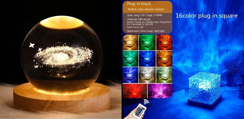 A USB-powered table lamp with a mesmerizing water ripple effect, providing a tranquil and soothing ambiance for any living space.
