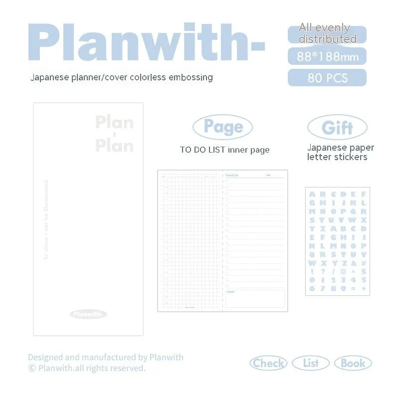 A5 embossed daily metre book notebook with 80 pages of 100g paper, showing cover colour options.