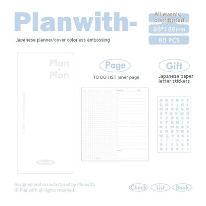 A5 embossed daily metre book notebook with 80 pages of 100g paper, showing cover colour options.