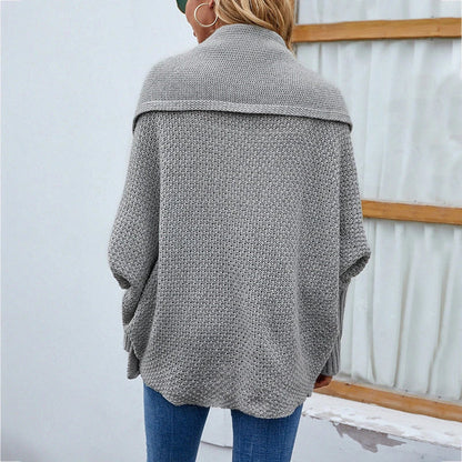 Stylish loose knit sweater jacket with bat wing sleeves in various colors