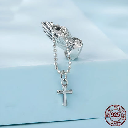 S925 sterling silver chain cross bead with pearlescent treatment, 2.8cm by 0.7cm, 0.45cm aperture, SCC3170 colour