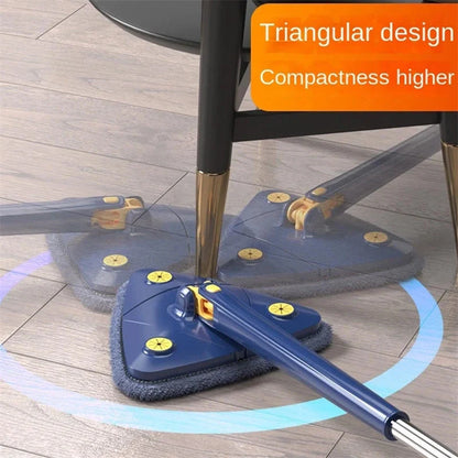 Extendable Triangle Mop with 360° rotatable head for deep cleaning floors, walls, and ceilings