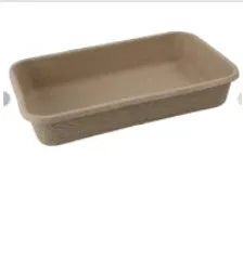 Brown disposable biodegradable cat litter box shown in three different size options