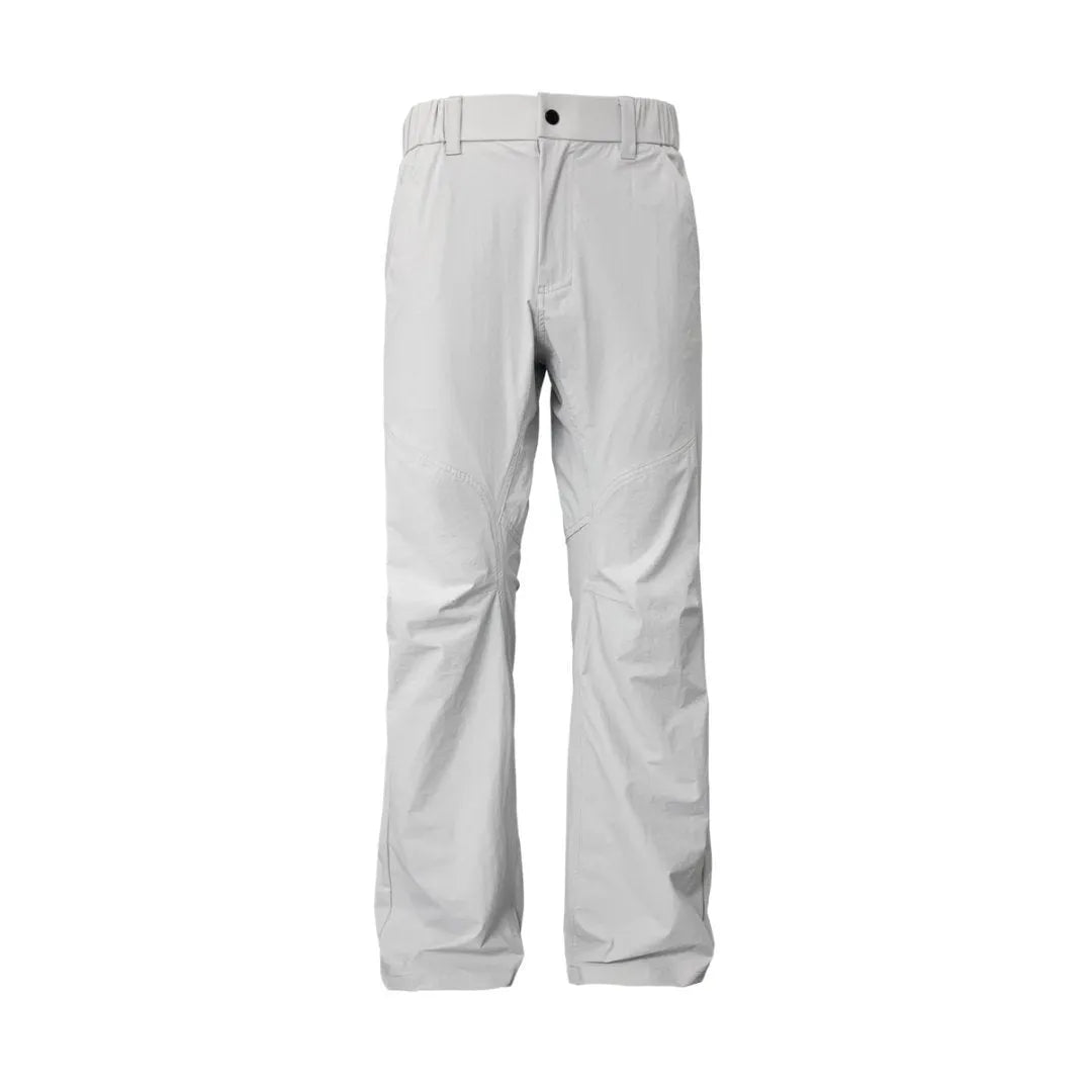 Men's straight leg casual trousers in army green with a mid waist and elasticated back.