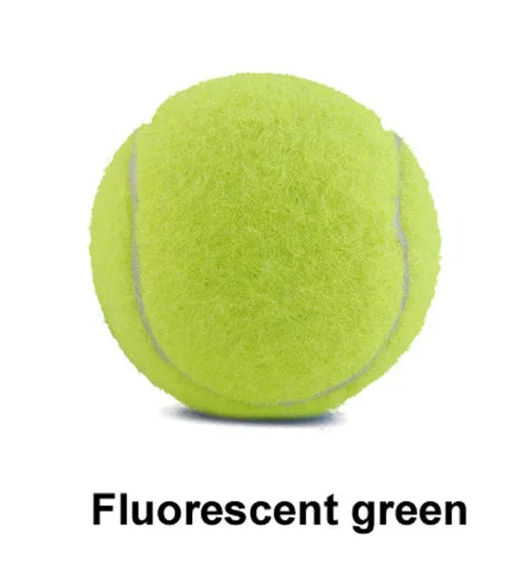 Rubber bite-resistant dog tennis ball in assorted bright colours, 6.3cm diameter.