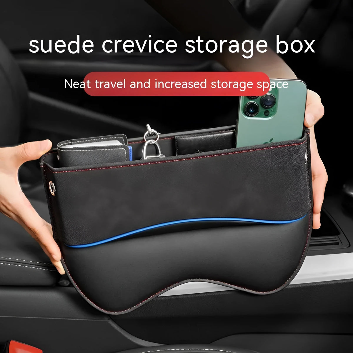 Waterproof leather car seat storage box organiser in a choice of five colours