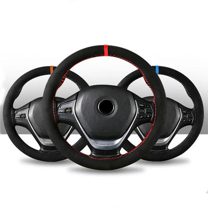 Suede wool microfiber automobile steering wheel cover with 38cm diameter universal fit
