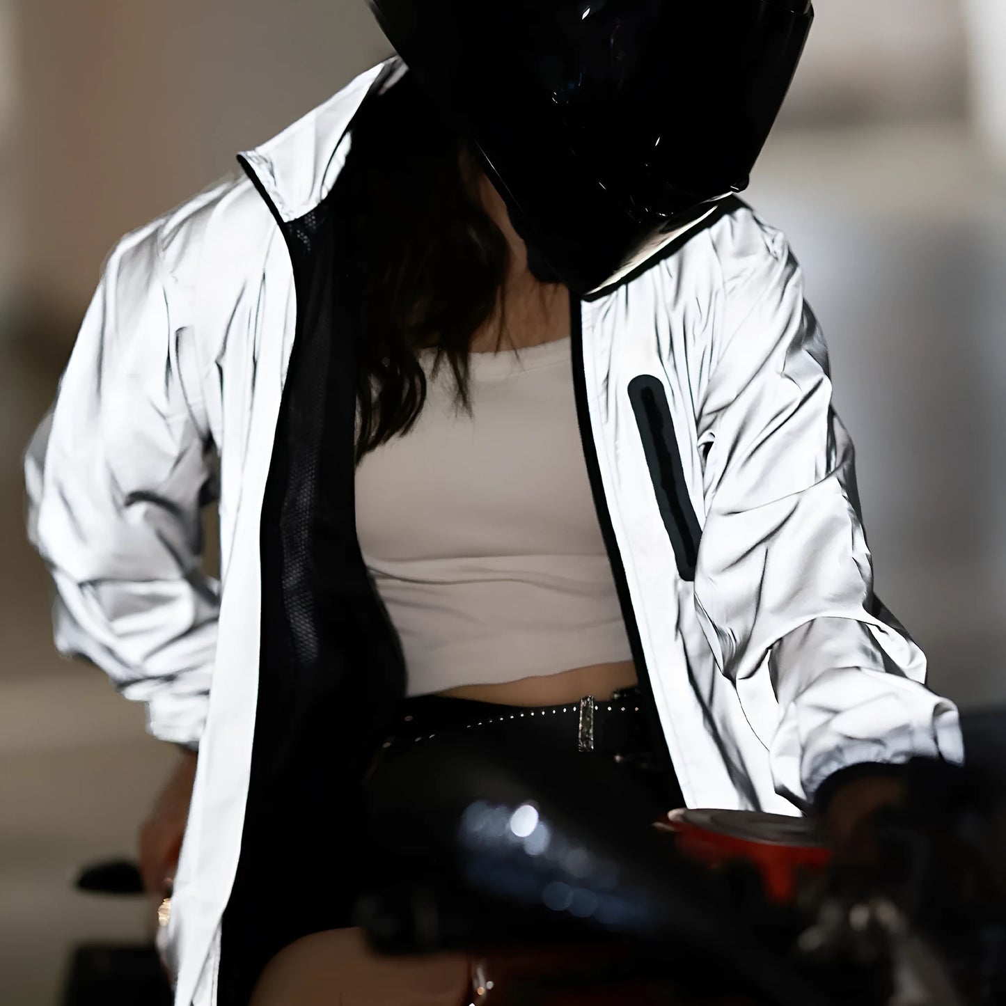 Silver BL220 waterproof polyester long sleeved jacket showing front view