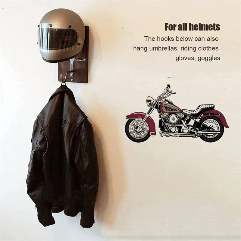 Motorcycle helmet and jacket wall-mounted organiser hook
