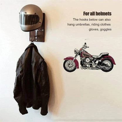 Motorcycle helmet and jacket wall-mounted organiser hook