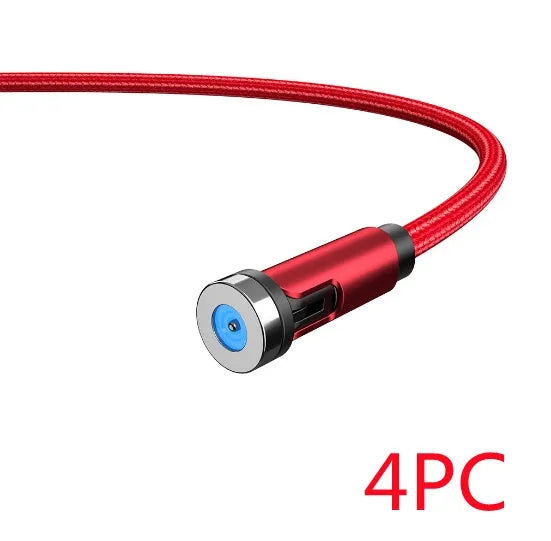 Essager black magnetic USB charging cable with 540-degree rotating connector showing LED light and nylon braiding