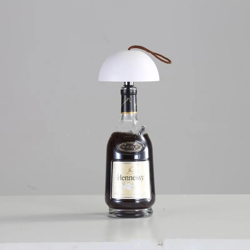 Plug-in wine bottle table lamp with three-colour dimming, PS body, 3W 5V, 113x125mm, in white, black, grey or gold oxide