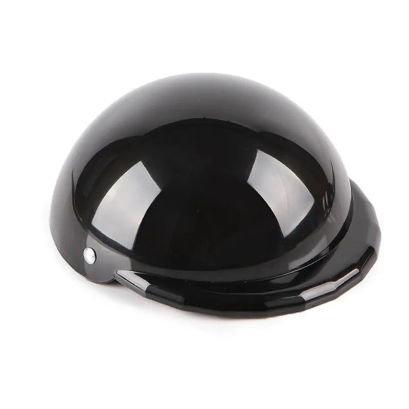 Plastic dog motorcycle cap helmet in Japanese style on a small dog