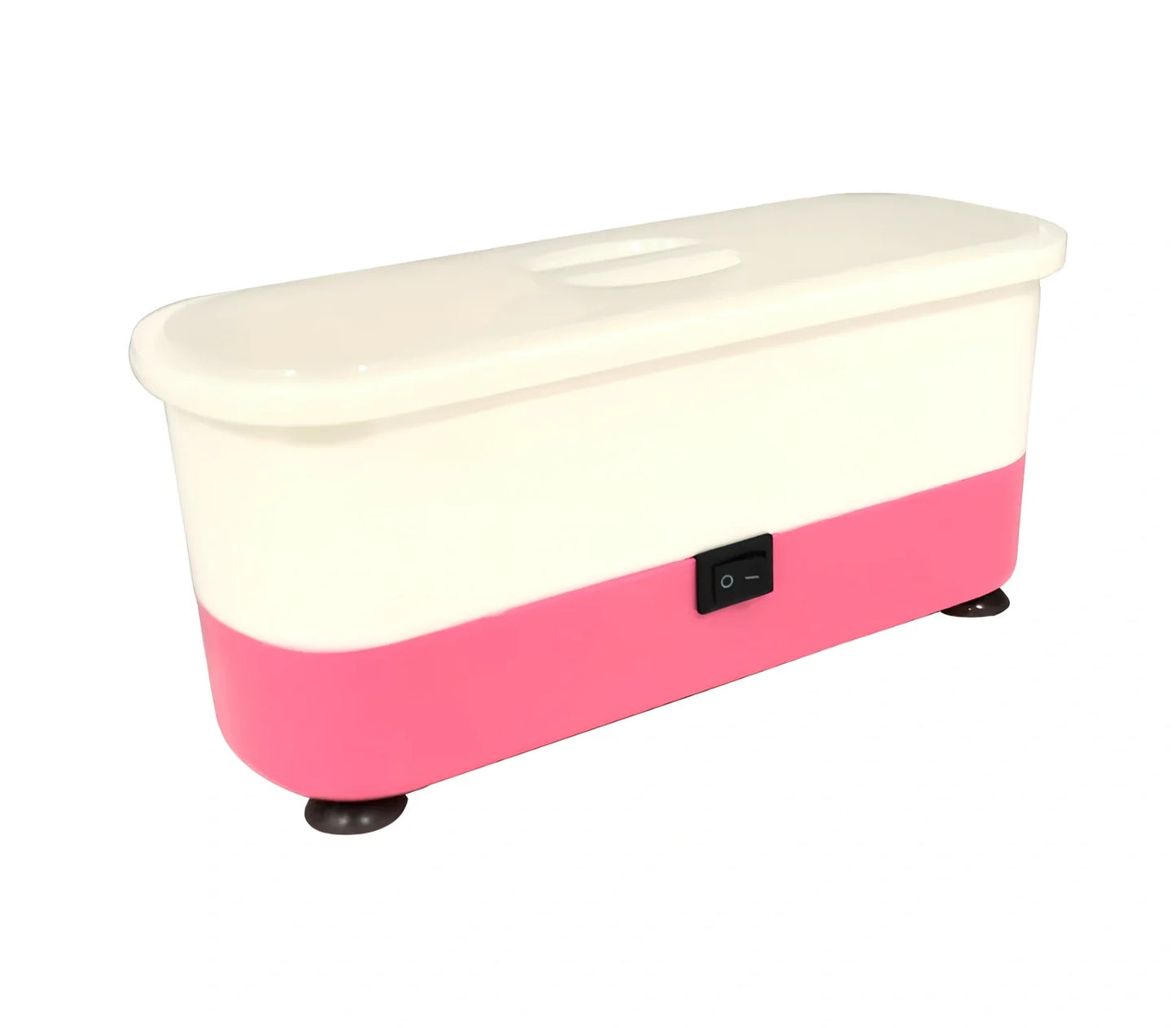Blue analog ultrasonic cleaner measuring 17x6x8cm with four suction cups and battery compartment