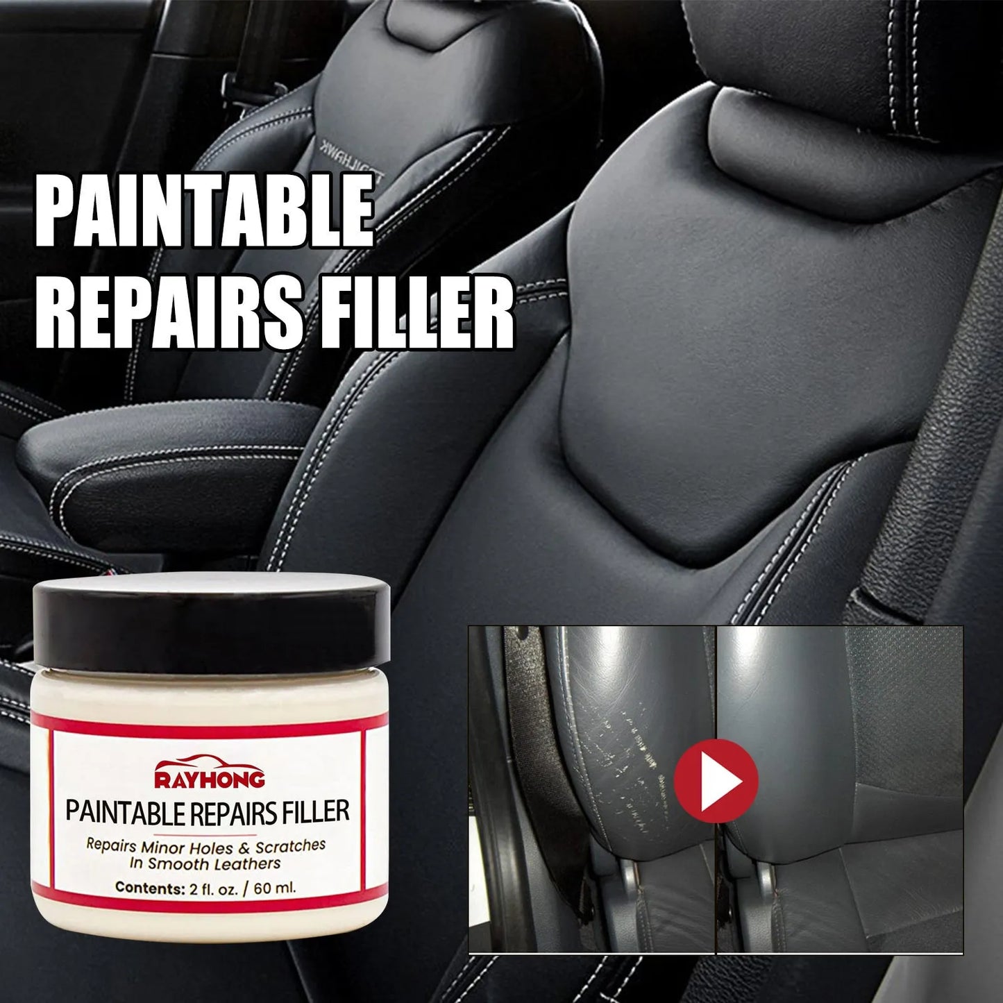 60ml tube of leather repair paste for car seat and sofa scratches