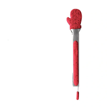 Christmas-themed silicone kitchen tongs with locking clip for bread and BBQ